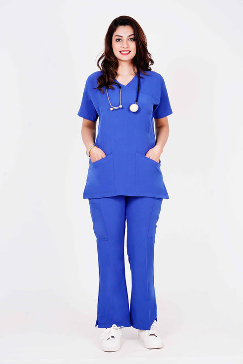 Women's 5-Pocket Scrub with Bell Bottom Pants